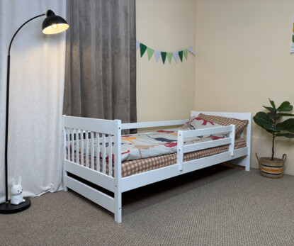 Акція дитяче ліжко Нордік (бук) Білий у комплекті зйомний бортик