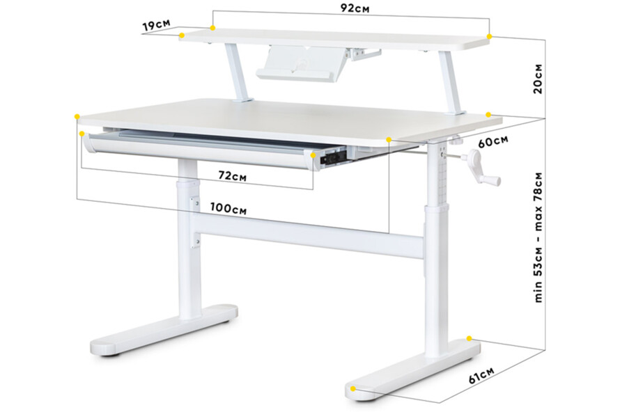 Дитячий стіл TH-210 White з полицею
