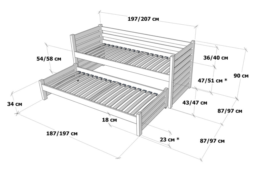 Двухъярусная кровать трансформер Симба (бук) 