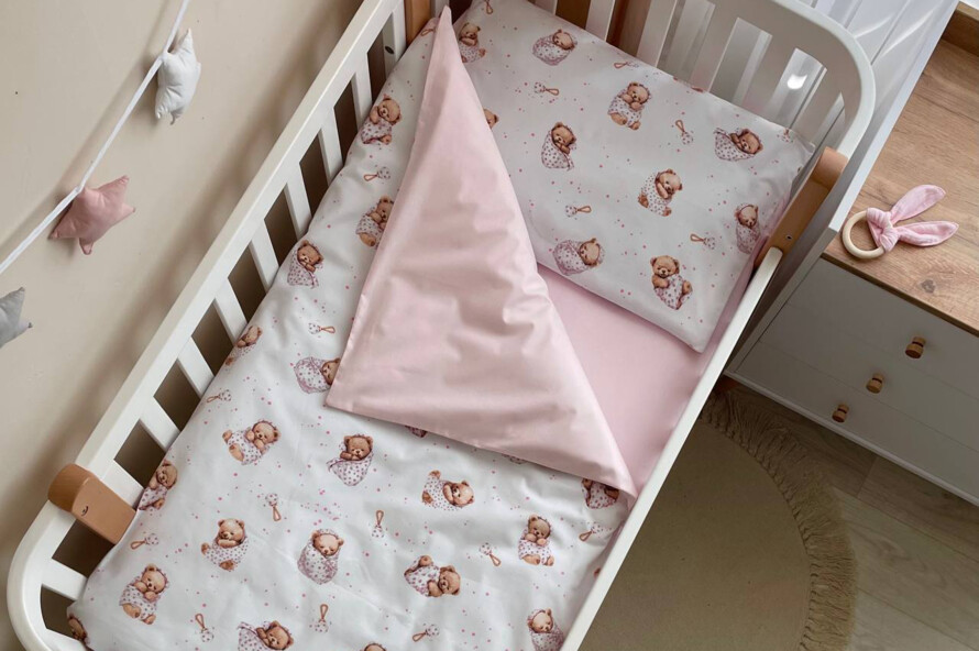 Комплект постельного белья Baby Mix Мишка в одеяле на белом