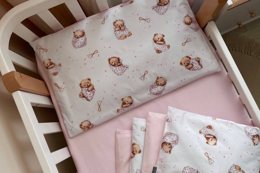 Комплект постельного белья Baby Mix Мишка в одеяле на белом