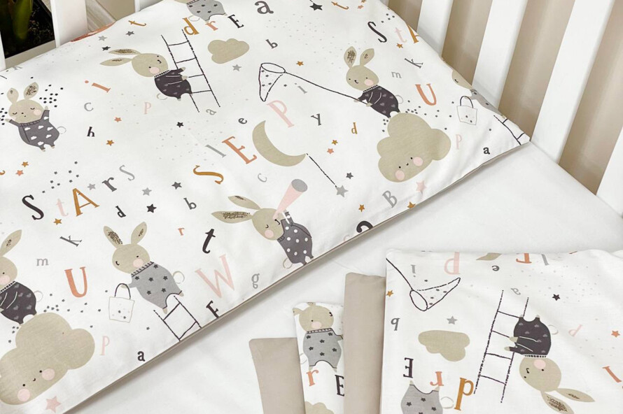Комплект постельного белья Baby Mix Зайцы на лесенке бежевый