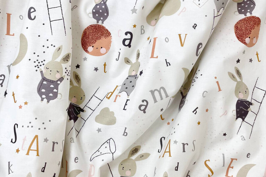 Комплект постельного белья Baby Mix Зайцы на лесенке бежевый