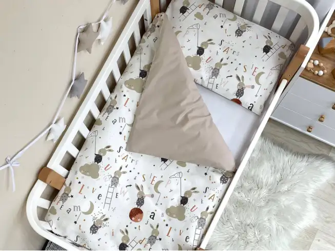 Комплект постільної білизни Baby Mix Зайці на драбинці бежевий