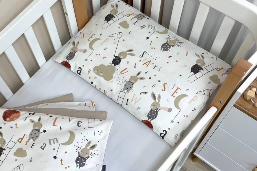 Комплект постельного белья Baby Mix Зайцы на лесенке бежевый