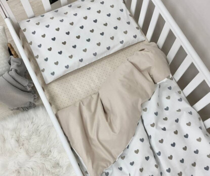 Комплект постільної білизни Baby Mix Сіро-бежеві серця