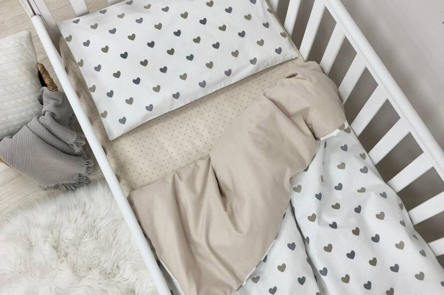 Комплект постільної білизни Baby Mix Сіро-бежеві серця