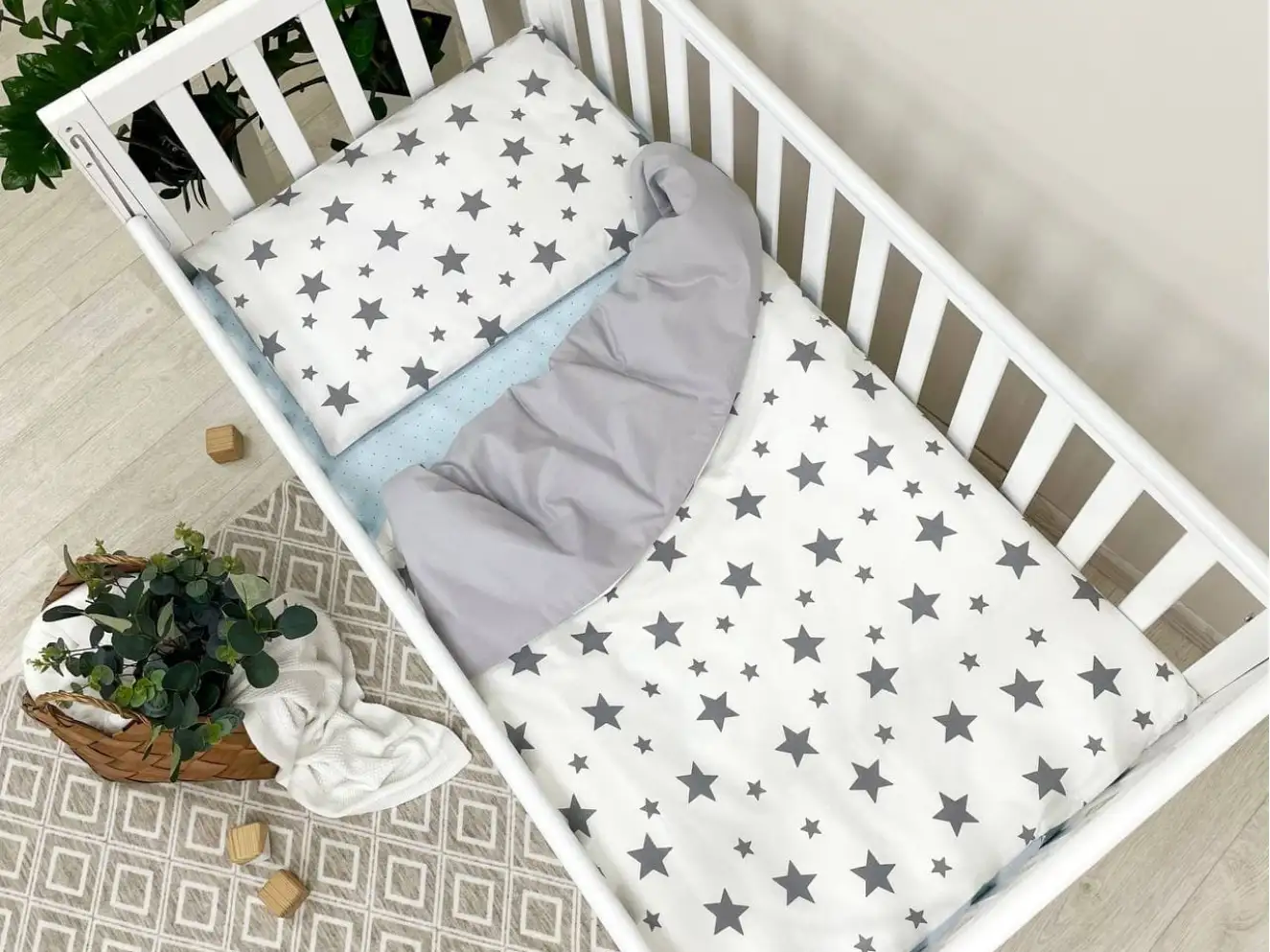 Комплект постільної білизни Happy night Зірки сірі