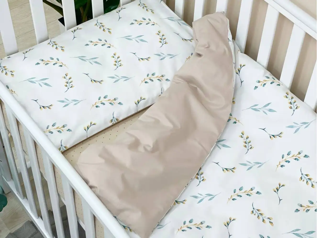 Комплект постельного белья Baby Dream Веточки котики мята