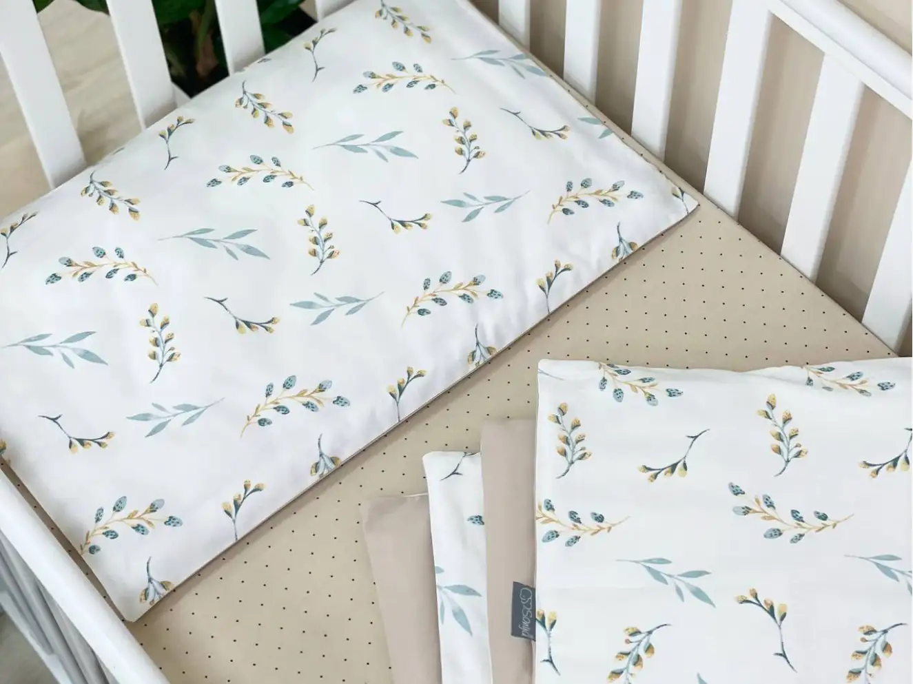 Комплект постельного белья Baby Dream Веточки котики мята