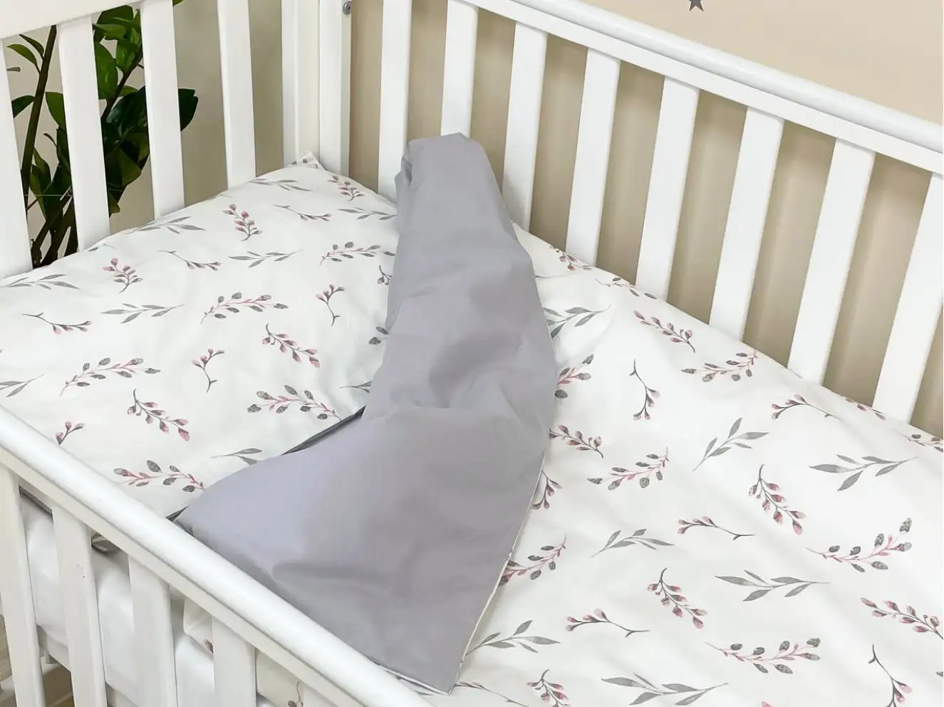 Комплект постельного белья Baby Dream Веточки котики пудра