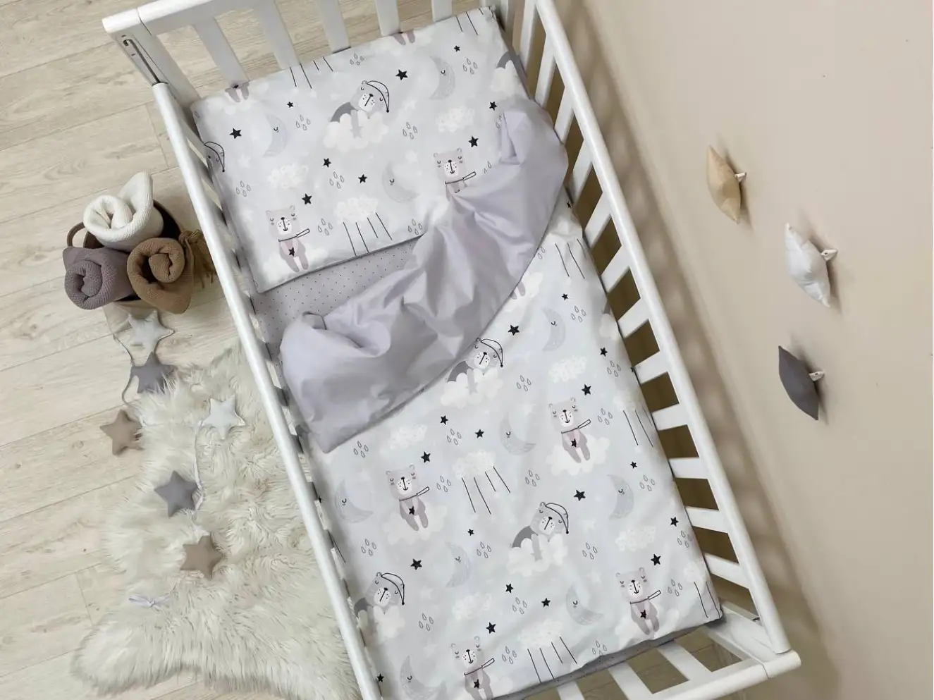 Комплект постільної білизни Baby Dream Коти у хмарах сірий Комплект постільної білизни Baby Dream Коти у хмарах сірий