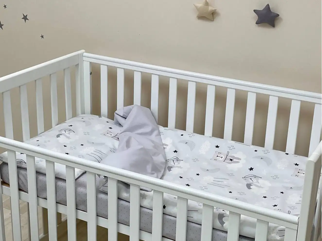 Комплект постільної білизни Baby Dream Коти у хмарах сірий