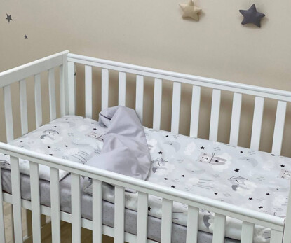 Комплект постельного белья Baby Dream Коты в облаках серый