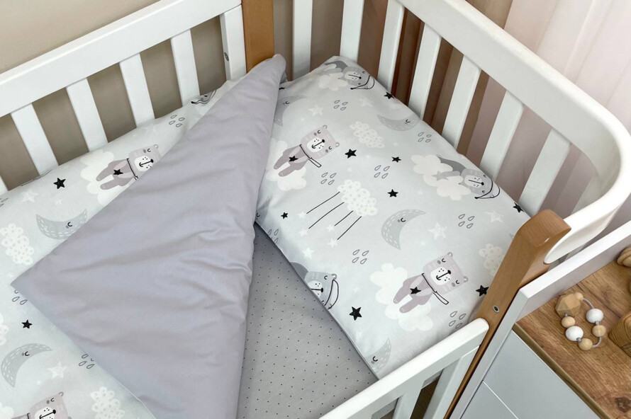 Комплект постельного белья Baby Dream Коты в облаках серый