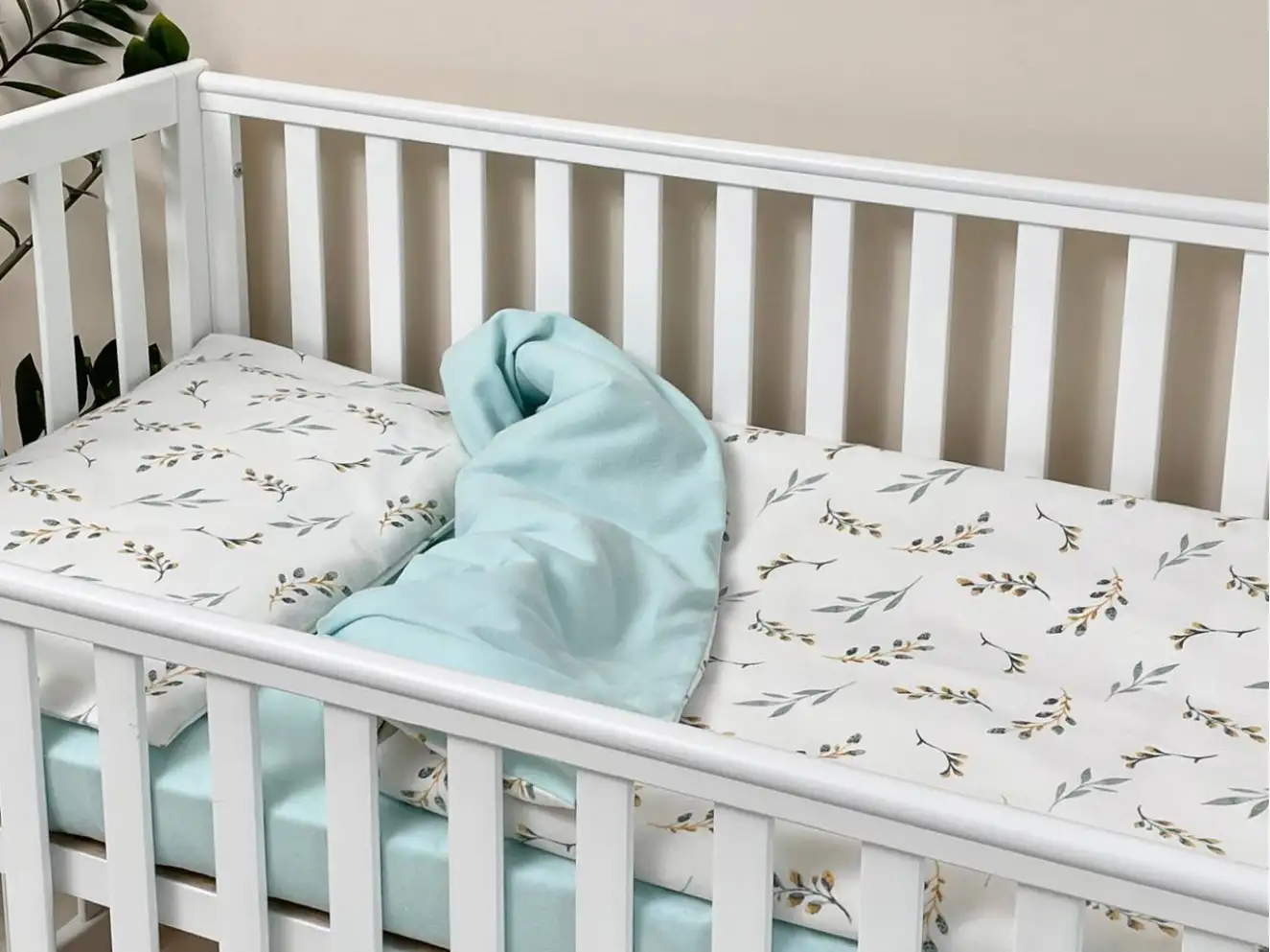 Комплект постільної білизни фланель Гілочки котики м`ята