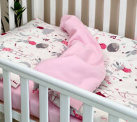 Комплект постельного белья фланель Зайцы на лесенке розовый