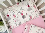 Комплект постільної білизни фланель Зайці на драбинці рожевий