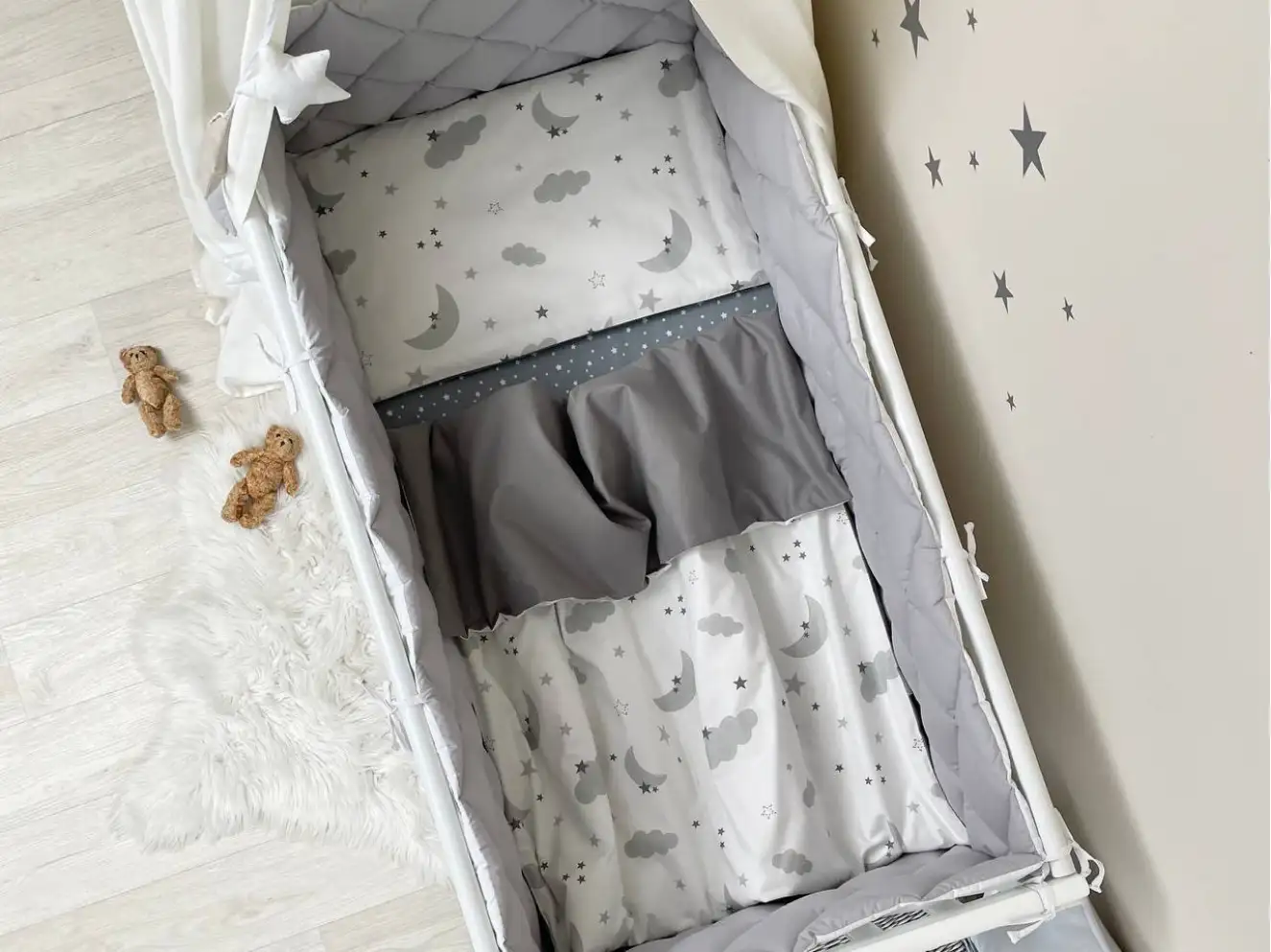Комплект постільної білизни Baby Mix Хмаринки сірі з місяцем