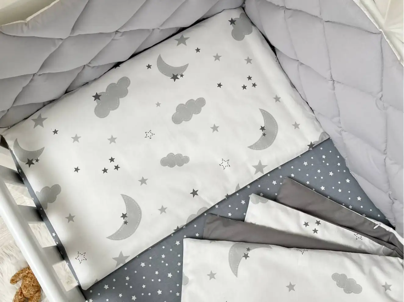 Комплект постільної білизни Baby Mix Хмаринки сірі з місяцем