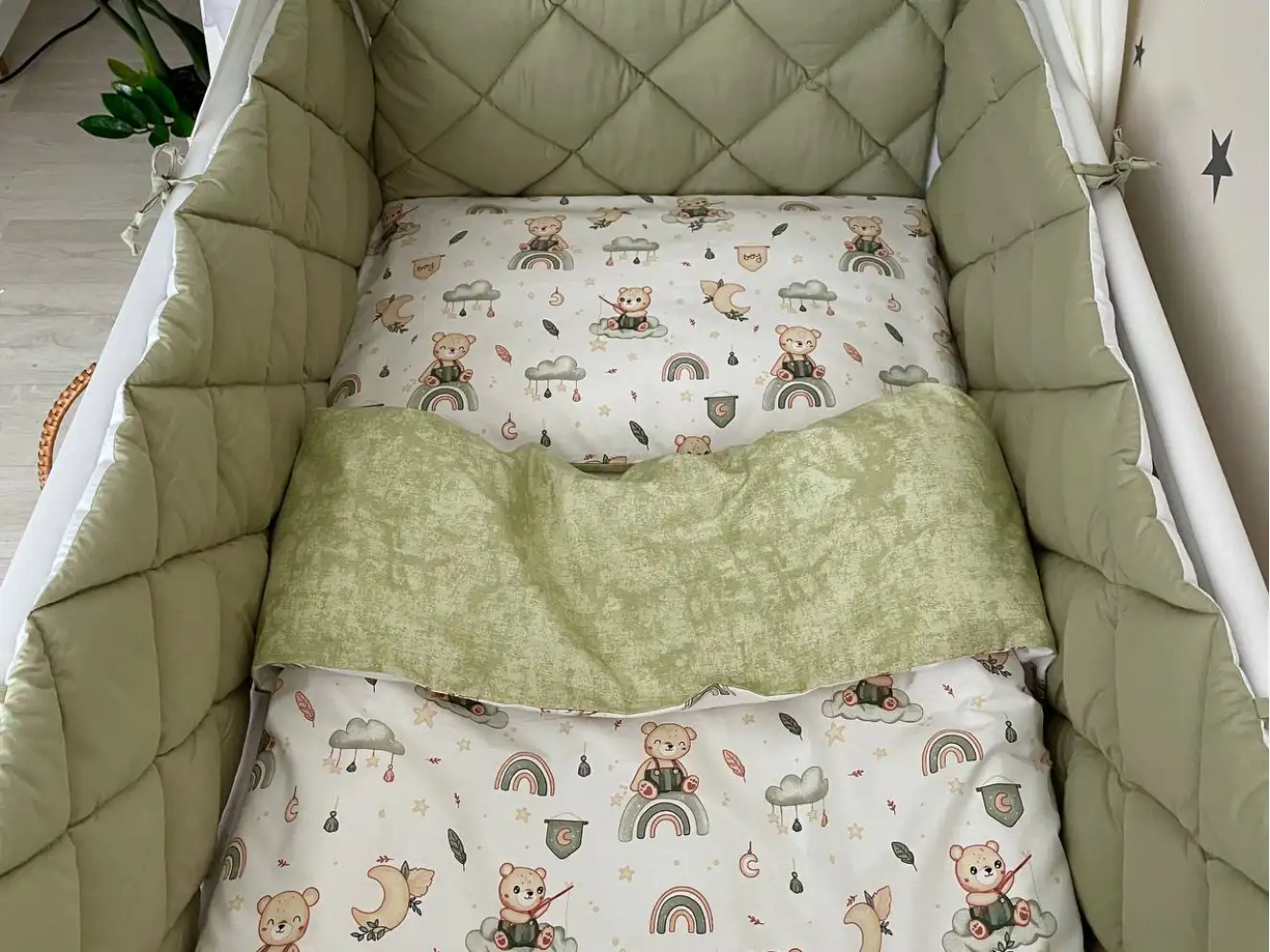 Комплект постільної білизни Baby Mix Ведмедик boy м`ята Комплект постільної білизни Baby Mix Ведмедик boy м`ята