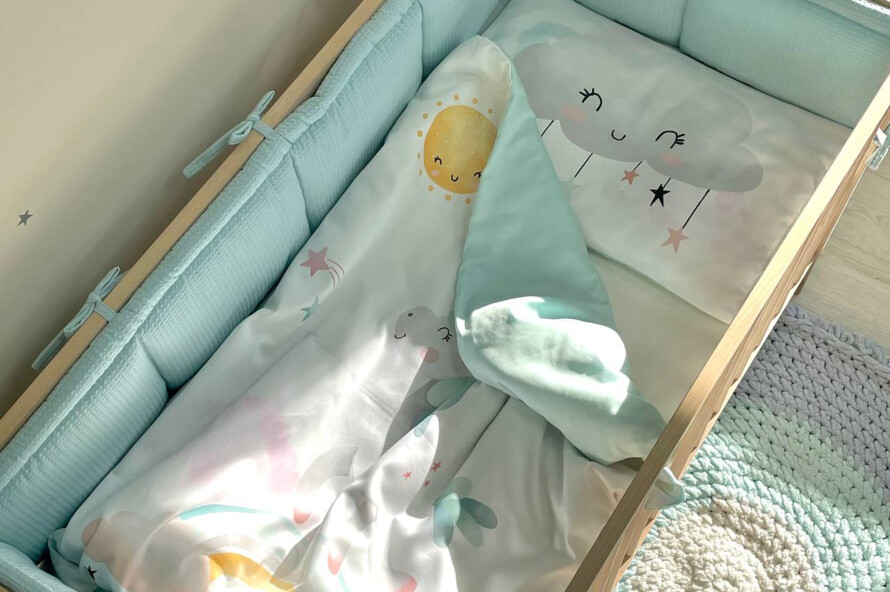 Комплект постільної білизни Райдужний єдиноріг, м`ятний