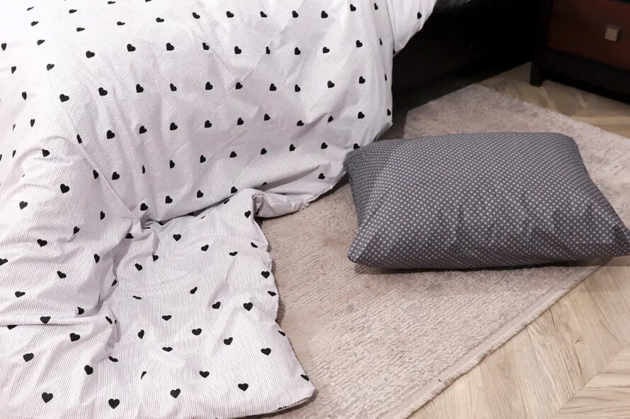 Полуторний набір постільної білизни Сердечка 150x220 із Бязі Gold