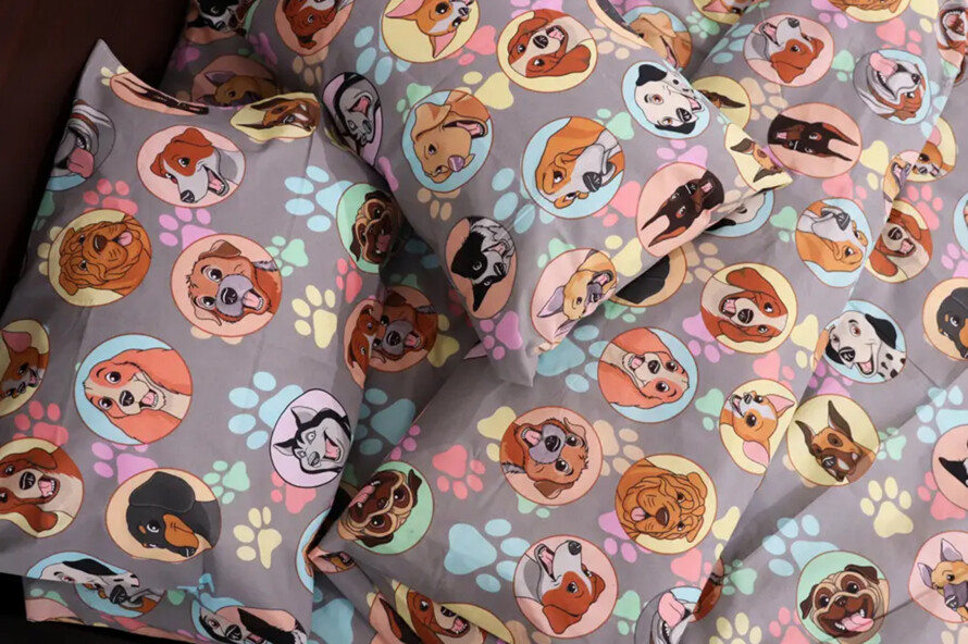 Полуторный набор постельного белья собачки 150x220 из Бязи Gold