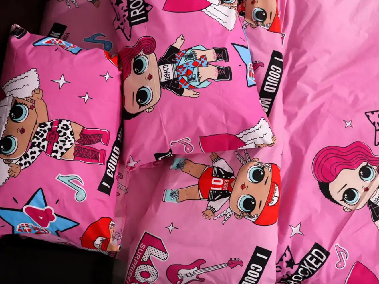 Полуторный набор постельного белья Куклы LOL 150x220 из Бязи Gold