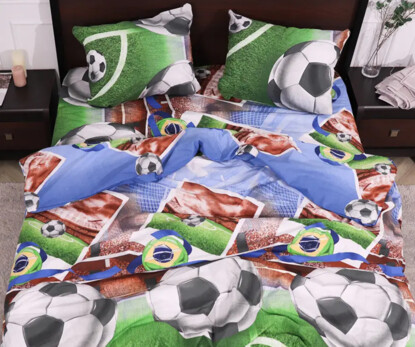 Полуторний набір постільної білизни з принтом футбол 150x220 із Бязі Gold