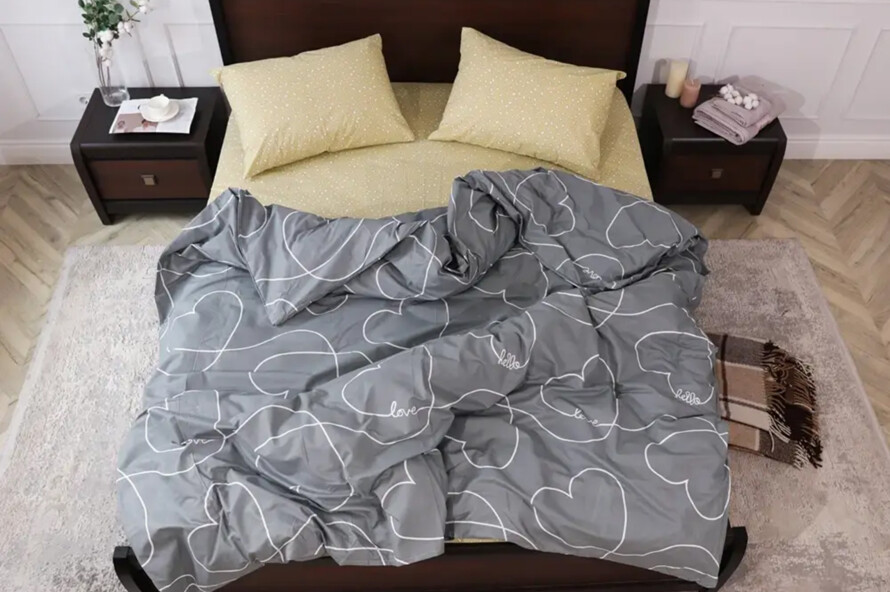 Полуторний набір постільної білизни із сердечками 150x220 із Бязі Gold