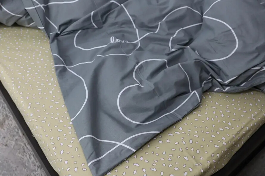 Полуторний набір постільної білизни із сердечками 150x220 із Бязі Gold