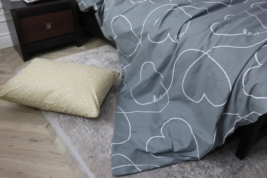 Полуторний набір постільної білизни із сердечками 150x220 із Бязі Gold