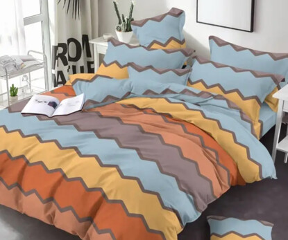 Полуторний набір постільної білизни смуги зигзаг 150x220 із Бязі Gold