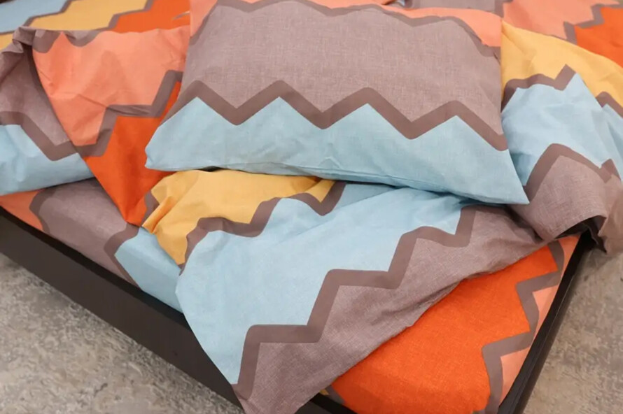 Полуторний набір постільної білизни смуги зигзаг 150x220 із Бязі Gold