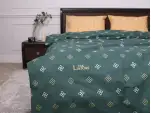 Полуторний набір постільної білизни зелено-жовте 150x220 із Бязі Gold
