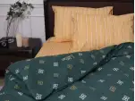 Полуторний набір постільної білизни зелено-жовте 150x220 із Бязі Gold