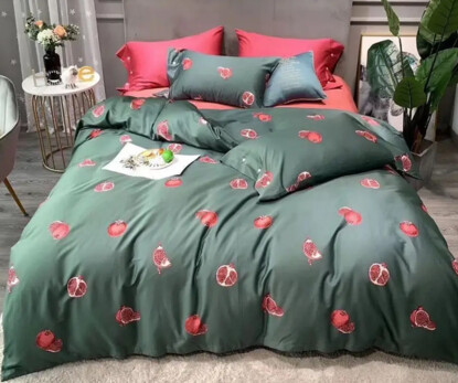 Полуторний набір постільної білизни Гранат 150x220 із Бязі Gold