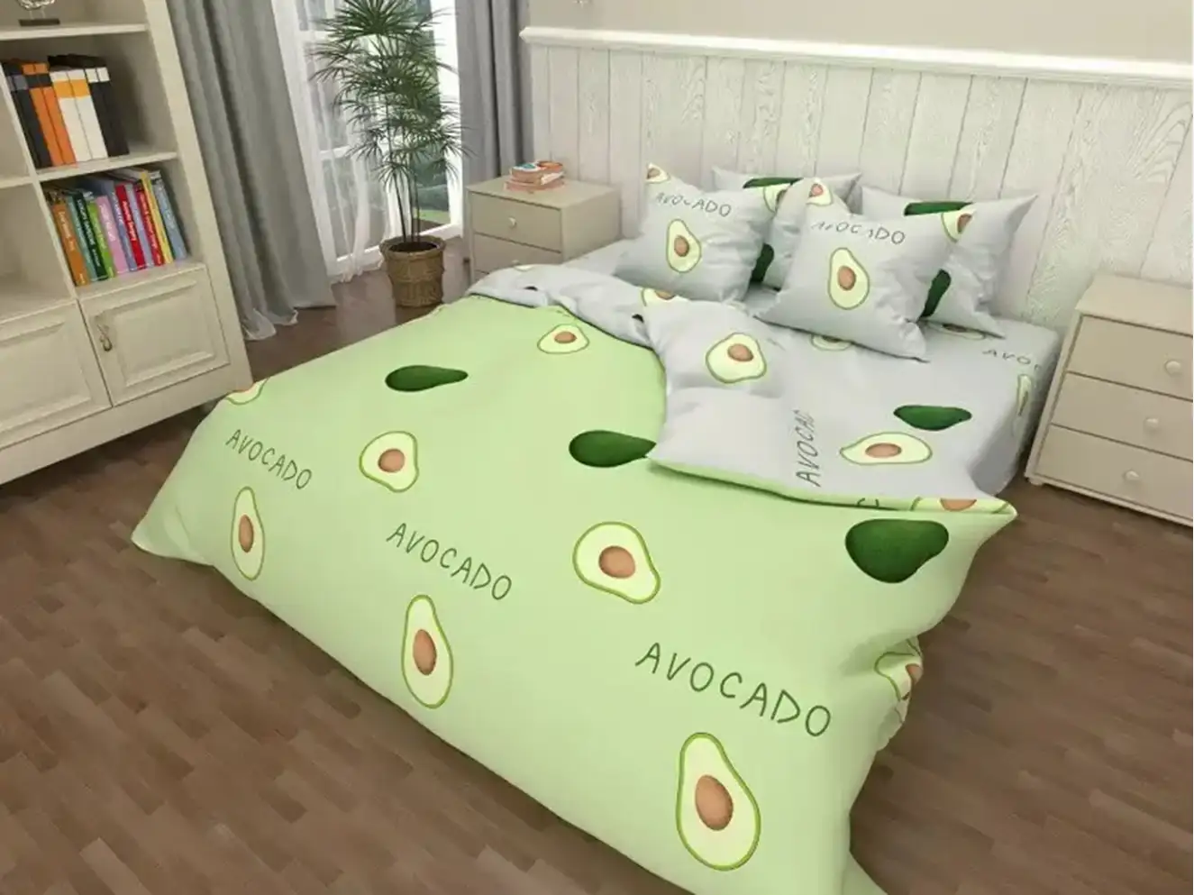 Полуторний набір постільної білизни авокадо 150x220 із Бязі Gold