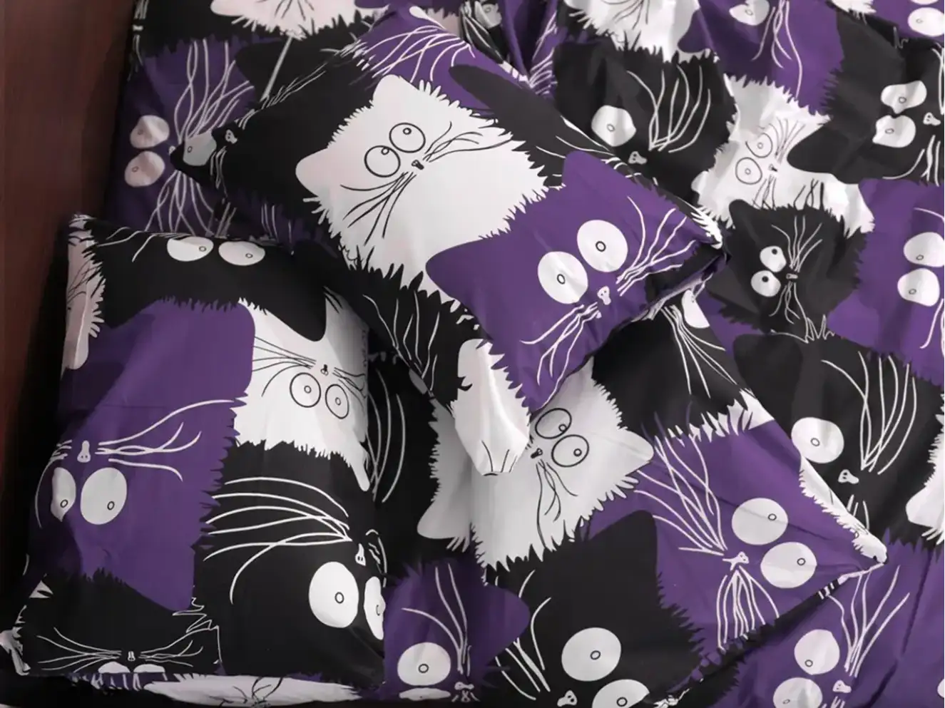 Полуторный набор постельного белья котики 150x220 из Бязи Gold