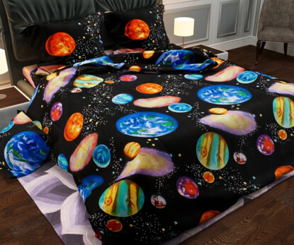 Полуторний набір постільної білизни космос 150x220 із Бязі Gold