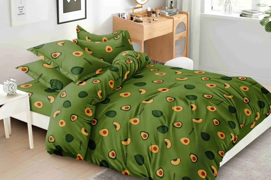 Полуторный набор постельного белья авокадо зеленый 150x220 из поликотона
