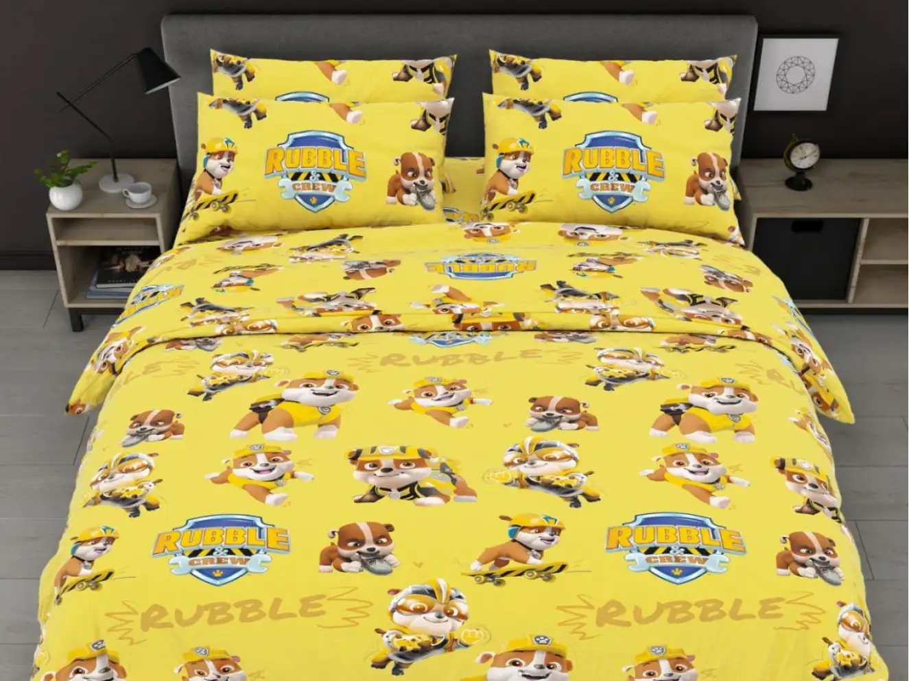 Полуторний набір постільної білизни Кремез і команда 150x220 із Бязі Gold