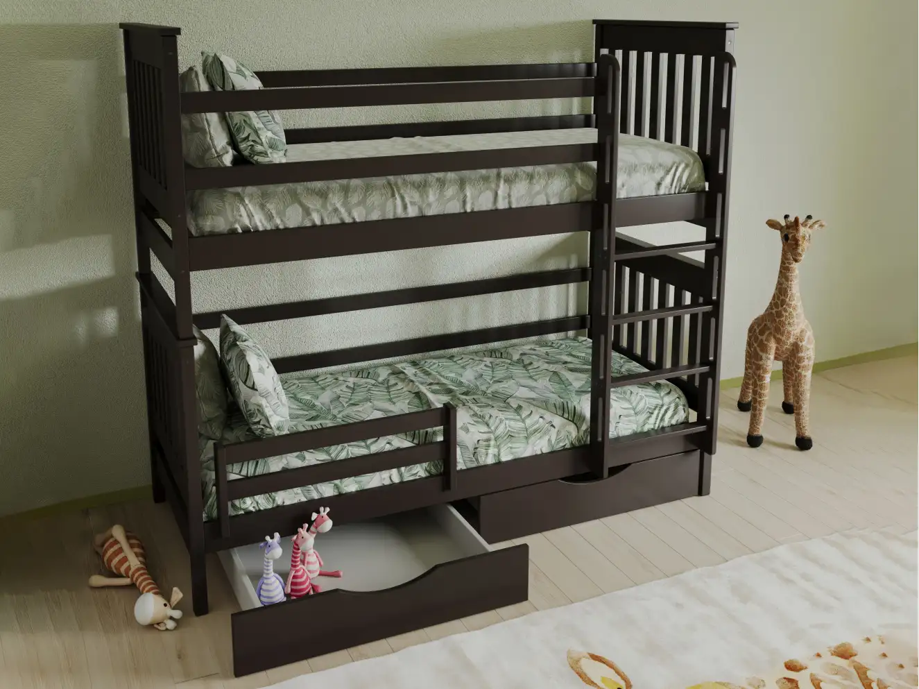 Дитяче двоярусне ліжко Адель ДУО (бук) Тоноване