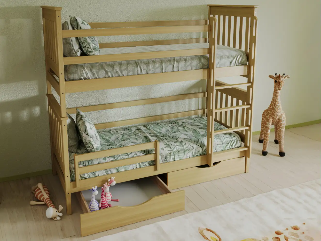 Дитяче двоярусне ліжко Адель ДУО (бук) Тоноване