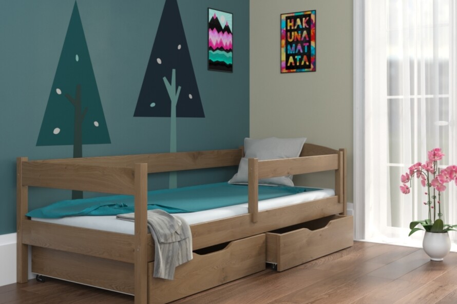 Детская кровать с бортиком Мартель (бук) Тонированный