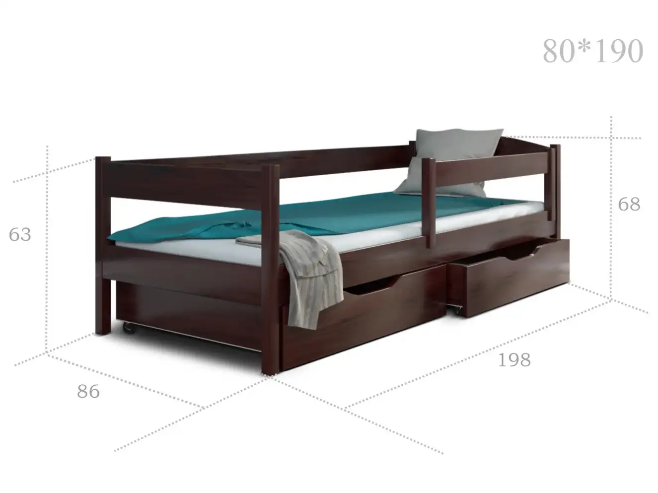 Детская кровать с бортиком Мартель (бук) Тонированный Детская кровать с бортиком Мартель (бук) Тонированный