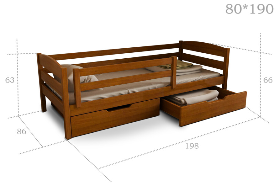 Дитяче ліжко з дерева Хьюго (бук) Тонований