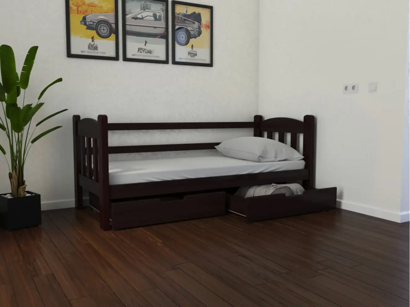 Ліжко підліткове з дерева Еллі (бук) Тонований