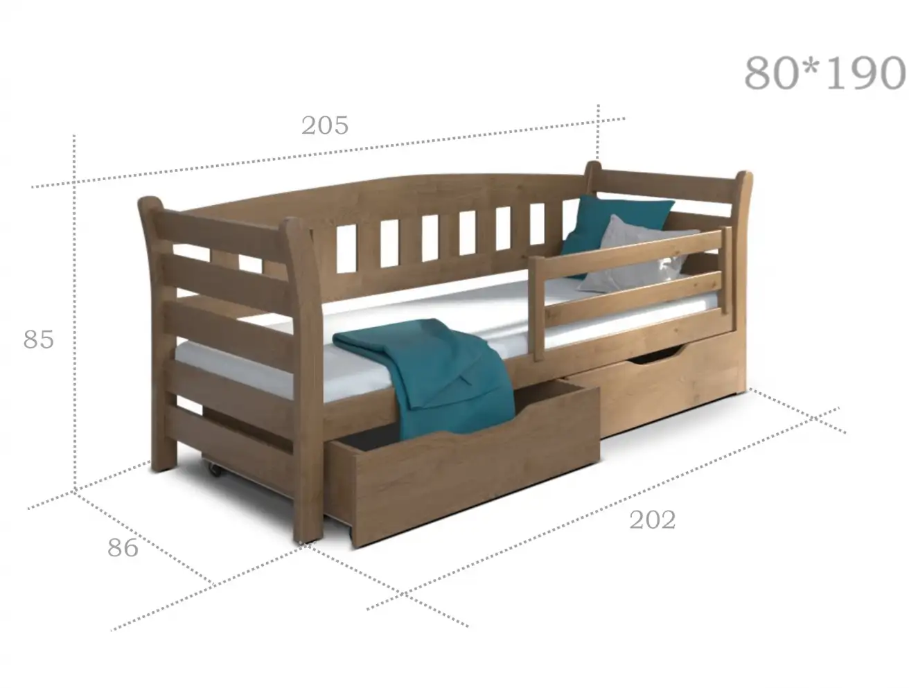 Кровать детская с дерева Тедди (бук) Цвет RAL